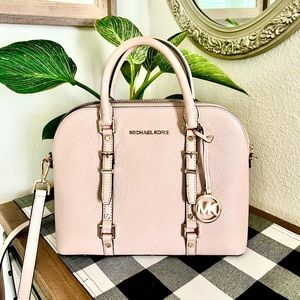 MICHAEL Michael Kors Rare Bedford Legacy Medium Dome Satchel Soft Pink & Gold